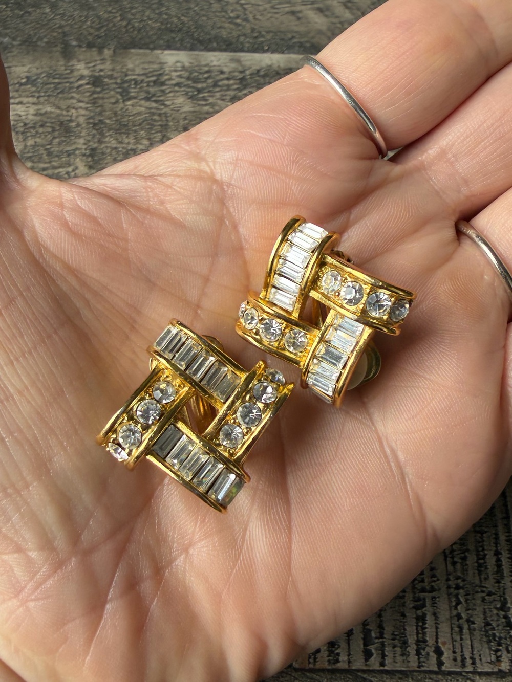 Vintage Roman Art Deco Clip-On Earrings